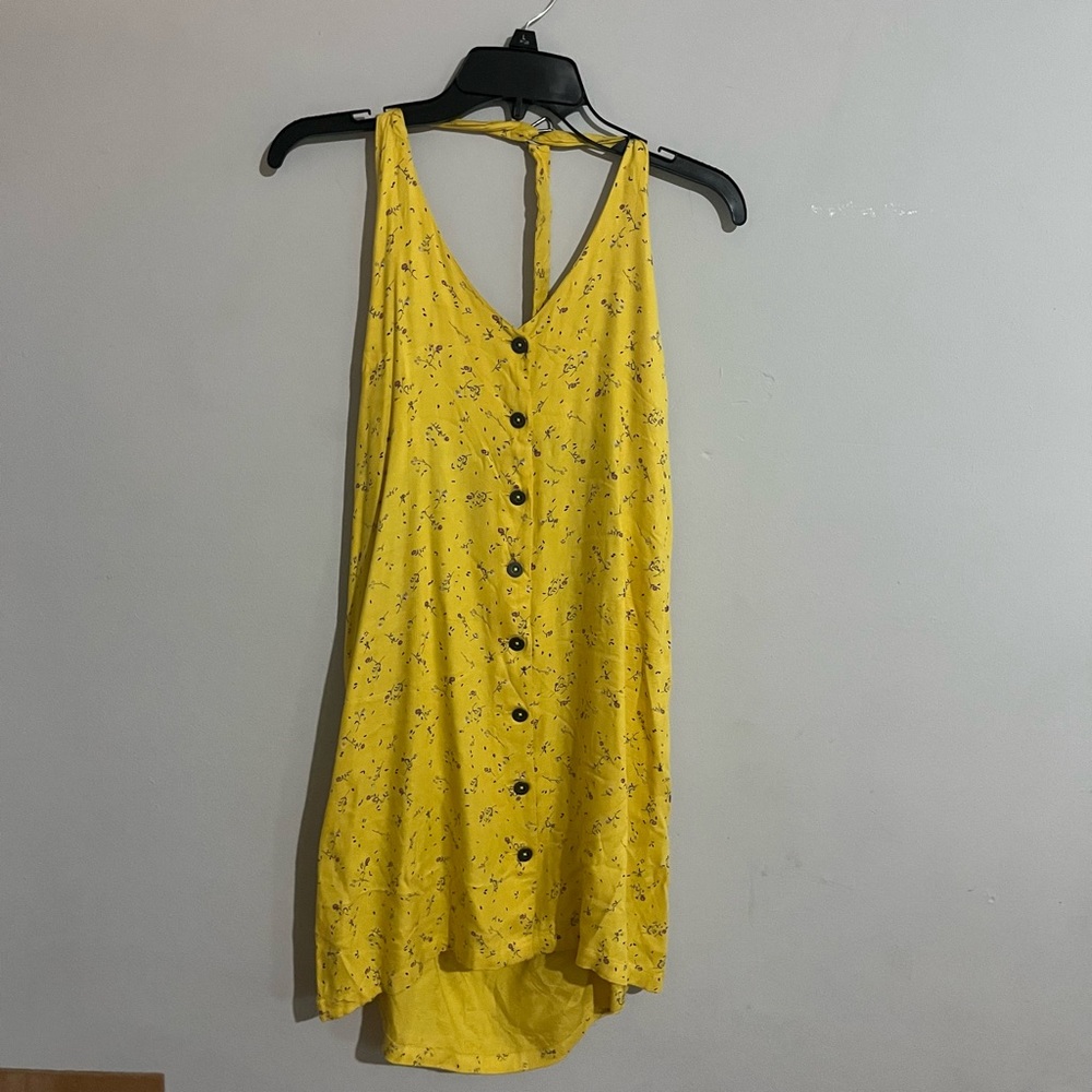 RVCA yellow floral button down- low back sun dress